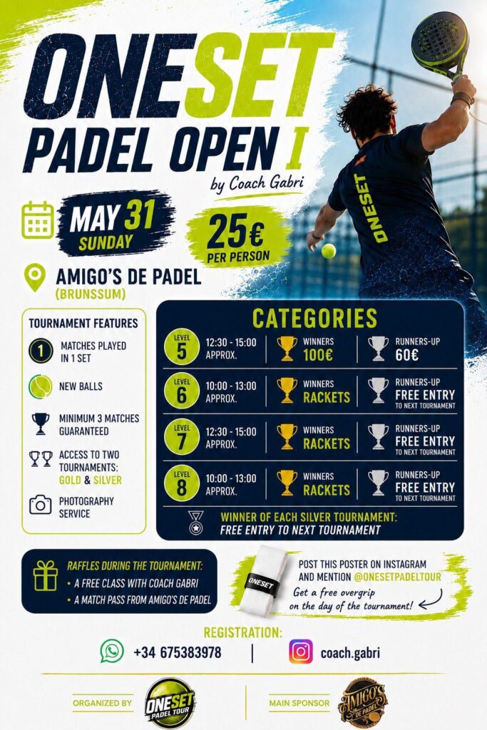 ONESET PADEL TOUR bij Amigo's de Padel op zondag 31 mei 2026.