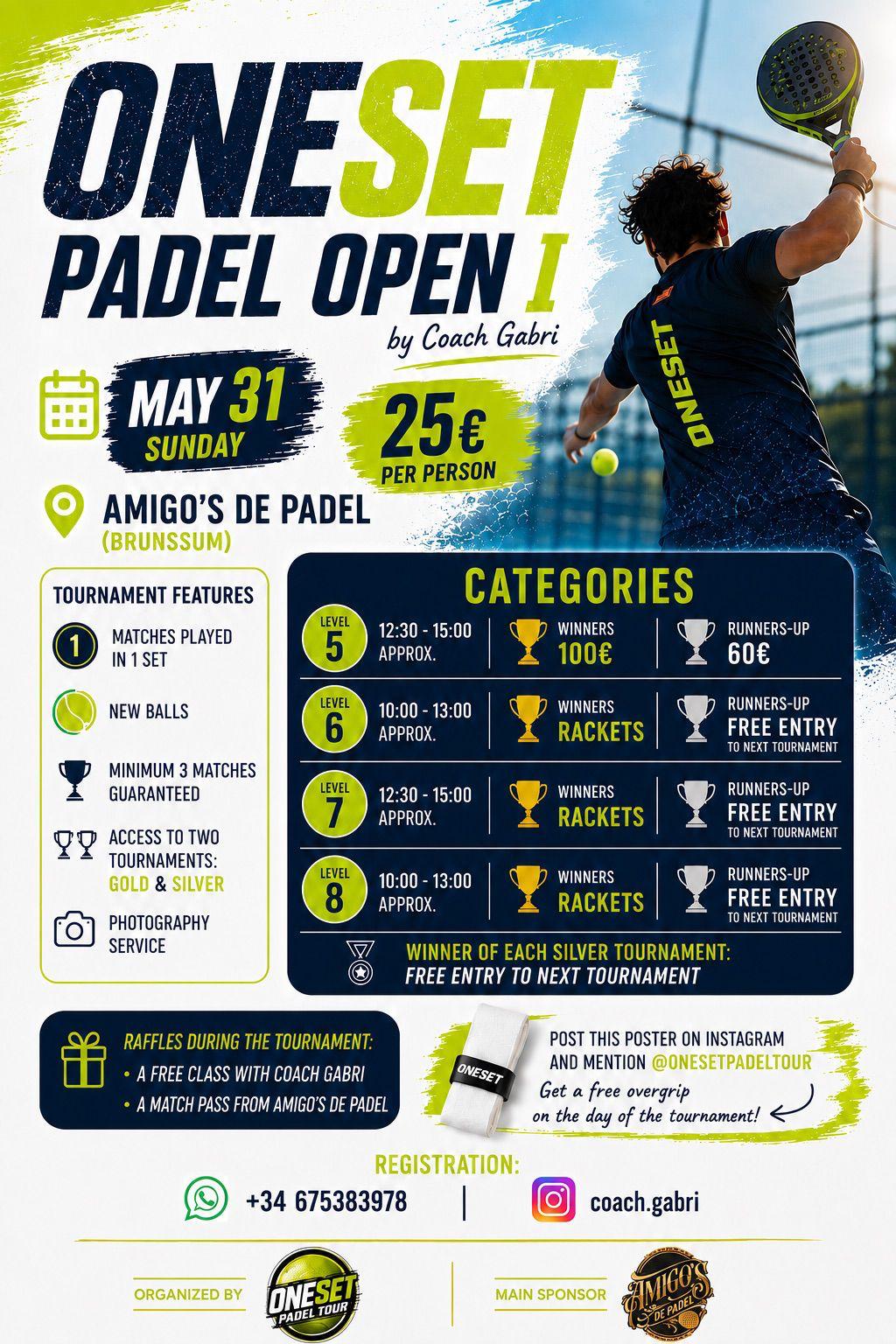 ONESET PADEL TOUR bij Amigo's de Padel op zondag 31 mei 2026.